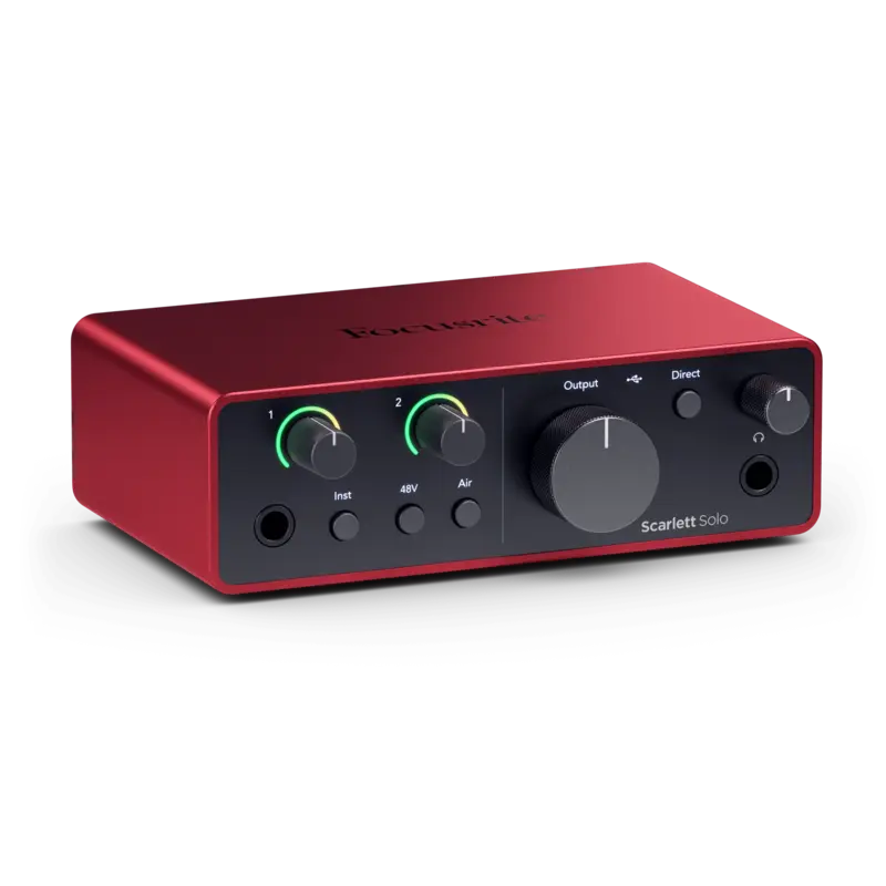 Focusrite Scarlett Solo 4th Gen vista dall’alto e frontalmente